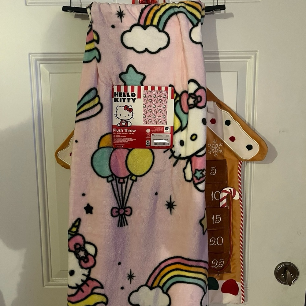 Hello Kitty Red and White Plush Throw